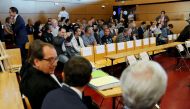 View of the courthouse before the trial of French CGT unions members judged for the episode of the 