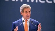 US Secretary of State John Kerry gestures as he delivers a speech during the 28th Meeting of the Parties to the Montreal Protocol in Kigali, on October 14, 2016. AFP / CYRIL NDEGEYA