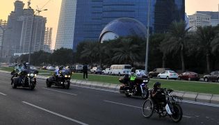 Ghanim Al Moftah leading the GCC Motorcyclists