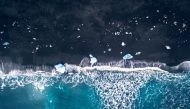 A drone shot of Jokulsarlon, a large glacial lake in southeast Iceland. Dirk Dallas.