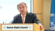 United Nations Secretary General Antonio Guterres addresses the 37th session of the United Nations Human Rights Council on February 26, 2018 in Geneva. AFP / Jean-Guy PYTHON
