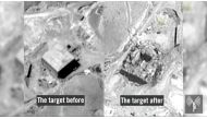 A still frame taken from video material released on March 21, 2018 shows a combination image of what the Israeli military describes is before and after an Israeli air strike on a suspected Syrian nuclear reactor site near Deir al-Zor on Sept 6, 2007. IDF/