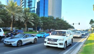 Cars parade on Doha Corniche 