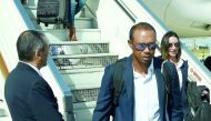 US golfer Tiger Woods (C) arrives at Paris Charles de Gaulle airport in Roissy on September 24, 2018 ahaed of the 42nd Ryder Cup. AFP / Franck Fife 