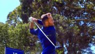 Maximilian Kieffer of Germany watches his tee shot during a practice round at the World Cup of Golf in Melbourne on November 21, 2018. AFP / William West 