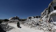 Debris of buildings are seen after Russian airstrike hit Idlib, de-escalation zone, Syria on August 26, 2019. The airstrike killed 6 civilians, injuring 12. Muhammed Said - Anadolu