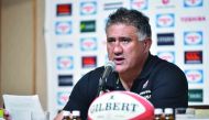 This file photo taken on August 29, 2019 shows Japan's national rugby team head coach Jamie Joseph taking part in a press conference to announce the 31-man squad for the Rugby World Cup in Tokyo. AFP / Kazuhiro Nogi