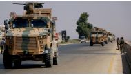 Turkish military armoured vehicles, heavy duty machines and personnel carrier are deployed to the observations point in Idlib, de-escalation zone, Syria on September 12, 2019. ?brahim Hatip - Anadolu 