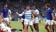 Argentina's Matias Moroni celebrates scoring their second try. Reuters/Issei Kato