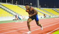 US athlete Noah Lyles training at the Qatar Sports Club yesterday. Picture: Twitter / USATF