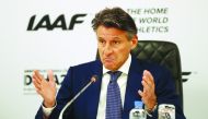 IAAF president Sebastian Coe during a press conference  at the Sheraton Grand Doha Resort & Convention Hotel, Doha, yesterday.