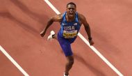 USA’s Christian Coleman crosses the finish line to win the men’s 100m final of the 2019 IAAF World Athletics Championships at the Khalifa International Stadium in Doha on Saturday.