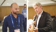 The CEO of Athletics Integrity Unit (AIU) Brett Clothier (left) and AIU Chairman David Howman during a press conference held in Doha, yesterday. Pictures: Armstrong vas / the Peninsula