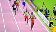 Ethiopia’s Muktar Edris (right) winning the men’s 5000 metres final during the 2019 IAAF Athletics World Championships in Doha, yesterday. Picture: Abdul Basit / The Peninsula