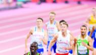 Kenya’s Timothy Cheruiyot crossing the finish line to win the men’s 1,500m final at the 2019 IAAF Athletics World Championships in Doha, yesterday Pictures: Abdul basit / The PEininsula