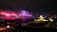 Fireworks seen as part of Qatar National Day celebrations on the Doha Corniche.  Pic: Baher Amin/The Peninsula