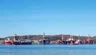 Drilling rigs and ships anchored in Skipavika, Norway April 1, 2018. Picture taken April 1, 2018. REUTERS/File Photo