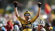 September 4, 2020. Team Jumbo-Visma rider Wout Van Aert of Belgium wins the stage. REUTERS/Benoit Tessier/Pool