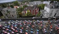 Riders take the start of the 9th stage of the 107th edition of the Tour de France cycling race, 154 km between Pau and Laruns, on September 6, 2020. / AFP / Anne-Christine POUJOULAT