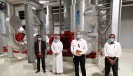 Kahramaa officials at Al Janoub Stadium's district cooling plant. 