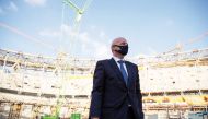 FIFA President Gianni Infantino during a visit to the under-construction Lusail Stadium, the venue of the 2022 FIFA World Cup final, yesterday.