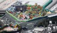 An aerial view shows Super Nintendo World, a new attraction area featuring the popular video game character Mario, which is set to open in the spring of 2021, at the Universal Studios Japan theme park in Osaka, western Japan, November 25, 2020. Picture ta