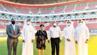 President of the Republic of Seychelles, H E Wavel Ramkalawan, during his visit to Al Bayt Stadium in Al Khor, yesterday.