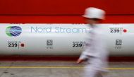 The logo of the Nord Stream 2 gas pipeline project is seen on a pipe at the Chelyabinsk pipe rolling plant in Chelyabinsk, Russia, February 26, 2020. REUTERS/Maxim Shemetov/File Photo/File Photo