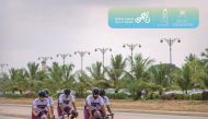 Team Qatar riders in action during the opening stage. 