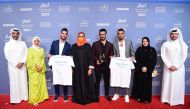 H E Sheikha Al Mayassa bint Hamad bin Khalifa Al Thani, Chairperson of DFI, with other DFI officials and the team of Captains of Zaatari.