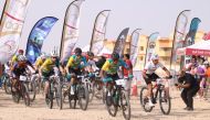 Cyclists in action during the Al Khor XC MTB Race.