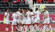 Tunisia's Seifeddine Jaziri celebrates scoring their first goal with teammates Reuters/Suhaib Salem