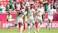 Algeria's Hillal Soudani celebrates scoring their fourth goal REUTERS/Suhaib Salem
