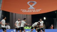 December 4, 2021 Egypt's El Wensh celebrates scoring their third goal with teammates REUTERS/Suhaib Salem