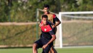 Omani players in action during a training session yesterday. Pic: OmanFA