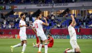 Jordan’s Mahmoud Al Mardi celebrates after scoring their third goal.