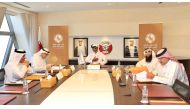 President of the Arab Gulf Cup Football Federation (AGCFF) Sheikh Hamad bin Khalifa bin Ahmed Al Thani chairs a meeting of the Executive Office of the Federation at Al Bidda Tower, yesterday. 
