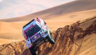 Toyota Gazoo Racing's Nasser Saleh Al Attiyah drives during Stage 3 of Dakar Rally 2022.