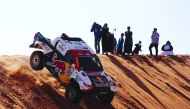 Toyota Gazoo Racing’s Nasser Saleh Al Attiya and co-driver Matthieu Baumel in action during stage 7.