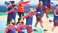 Qatar players during a training session. 