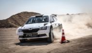 Mads Ostberg in action ahead of  Qatar International Rally. 