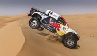 Qatar's Nasser Al Attiyah in action during the third stage of the Abu Dhabi Desert Challenge.