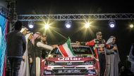 Qatar's Nasser Al Attiyah at the ceremonial start yesterday.