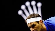 Team Europe's Roger Federer in action during his doubles match with Rafael Nadal against Team World's Jack Sock and Frances Tiafoe Action Images via Reuters/Andrew Boyers 