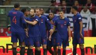 Netherlands' Steven Bergwijn celebrates scoring their second goal with teammates during the UEFA Nations League Group D match against Poland at PGE Narodowy, Warsaw, Poland, on September 22, 2022. File Photo / Reuters


