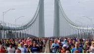 General view as runners cross the Verrazzano-Narrows Bridge during the TCS New York City Marathon in New York, United States, November 6, 2022. (REUTERS/Brendan Mcdermid)