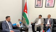 Jordan's Finance Minister Mohamad al Ississ meets with Ali Abbas, who headed an International Monetary Fund mission to Jordan, in Amman, Jordan, May 24, 2022. (REUTERS/Jehad Shelbak)