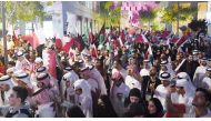 Al Annabi fans attending the parade at Msheireb Downtown Doha to support the team ahead of their match today. Mahmoud khalid 