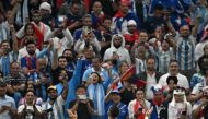 Argentina's midfielder Angel Di Maria celebrates scoring his team's second goal during the Qatar 2022 World Cup final football match between Argentina and France at Lusail Stadium in Lusail, north of Doha on December 18, 2022. (Photo by Anne-Christine POUJOULAT / AFP)