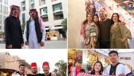 Clockwise from top left: Fans from Saudi Arabia, Palestine, China and the UK.